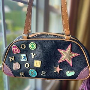 Dooney & Burke Charm enamel letter black bag vintage 2000